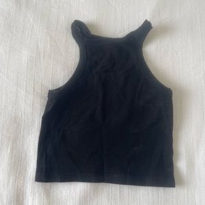 Black ribbed high neck crop top